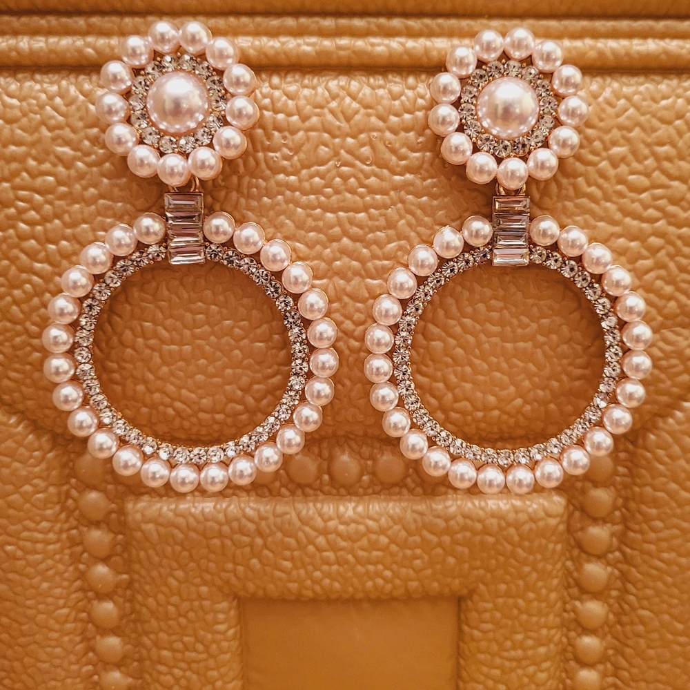 Pearl and Rhinestone Dressy Earrings